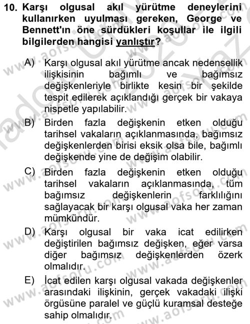 Uluslararası İlişkilerde Araştırma Yöntemleri Dersi 2020 - 2021 Yılı Yaz Okulu Sınav Soruları 10. Soru