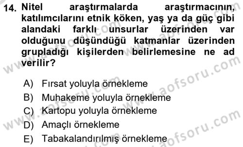 Uluslararası İlişkilerde Araştırma Yöntemleri Dersi 2020 - 2021 Yılı Yaz Okulu Sınav Soruları 14. Soru