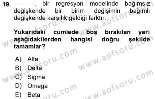 Uluslararası İlişkilerde Araştırma Yöntemleri Dersi 2020 - 2021 Yılı Yaz Okulu Sınav Soruları 19. Soru
