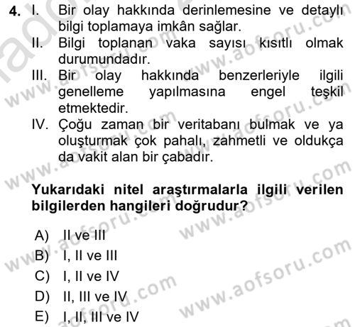 Uluslararası İlişkilerde Araştırma Yöntemleri Dersi 2020 - 2021 Yılı Yaz Okulu Sınav Soruları 4. Soru