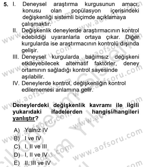 Uluslararası İlişkilerde Araştırma Yöntemleri Dersi 2020 - 2021 Yılı Yaz Okulu Sınav Soruları 5. Soru
