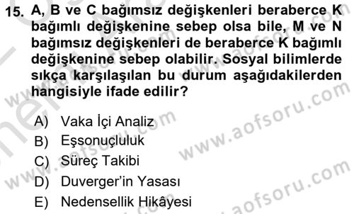 Uluslararası İlişkilerde Araştırma Yöntemleri Dersi 2021 - 2022 Yılı (Vize) Ara Sınavı 15. Soru