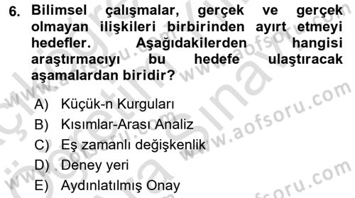 Uluslararası İlişkilerde Araştırma Yöntemleri Dersi 2021 - 2022 Yılı (Vize) Ara Sınav Soruları 6. Soru