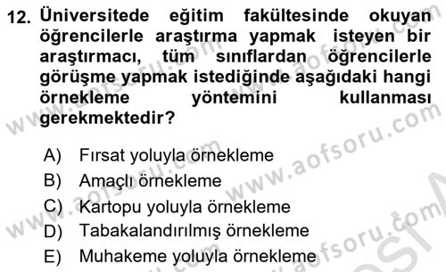 Uluslararası İlişkilerde Araştırma Yöntemleri Dersi 2021 - 2022 Yılı (Final) Dönem Sonu Sınavı 12. Soru