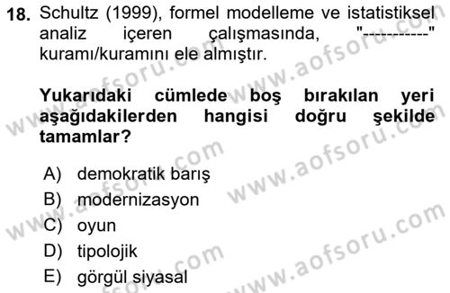Uluslararası İlişkilerde Araştırma Yöntemleri Dersi 2021 - 2022 Yılı (Final) Dönem Sonu Sınav Soruları 18. Soru