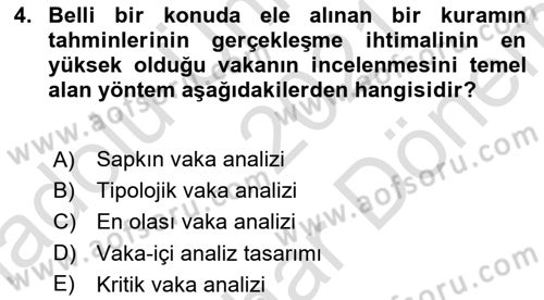 Uluslararası İlişkilerde Araştırma Yöntemleri Dersi 2021 - 2022 Yılı (Final) Dönem Sonu Sınav Soruları 4. Soru