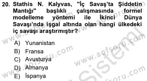 Uluslararası İlişkilerde Araştırma Yöntemleri Dersi 2021 - 2022 Yılı Yaz Okulu Sınav Soruları 20. Soru