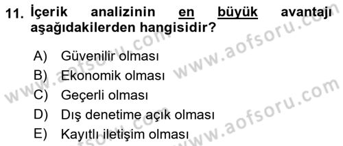 Uluslararası İlişkilerde Araştırma Yöntemleri Dersi 2022 - 2023 Yılı Yaz Okulu Sınav Soruları 11. Soru