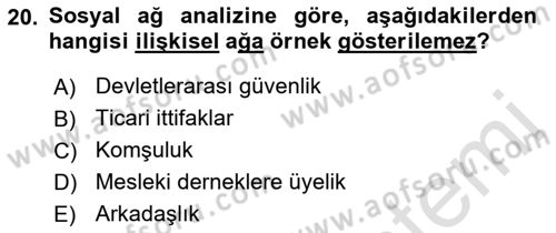 Uluslararası İlişkilerde Araştırma Yöntemleri Dersi 2022 - 2023 Yılı Yaz Okulu Sınav Soruları 20. Soru