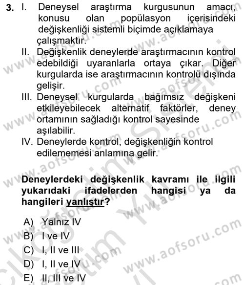 Uluslararası İlişkilerde Araştırma Yöntemleri Dersi 2022 - 2023 Yılı Yaz Okulu Sınav Soruları 3. Soru