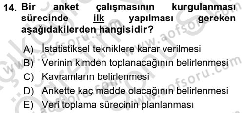 Uluslararası İlişkilerde Araştırma Yöntemleri Dersi 2023 - 2024 Yılı (Final) Dönem Sonu Sınav Soruları 14. Soru