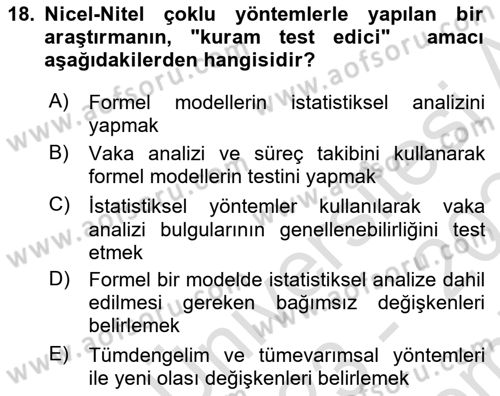 Uluslararası İlişkilerde Araştırma Yöntemleri Dersi 2023 - 2024 Yılı (Final) Dönem Sonu Sınav Soruları 18. Soru