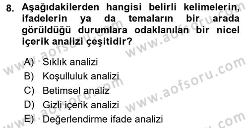 Uluslararası İlişkilerde Araştırma Yöntemleri Dersi 2023 - 2024 Yılı (Final) Dönem Sonu Sınav Soruları 8. Soru