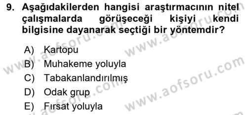 Uluslararası İlişkilerde Araştırma Yöntemleri Dersi 2023 - 2024 Yılı (Final) Dönem Sonu Sınav Soruları 9. Soru