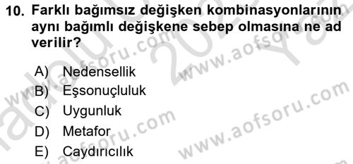 Uluslararası İlişkilerde Araştırma Yöntemleri Dersi 2023 - 2024 Yılı Yaz Okulu Sınav Soruları 10. Soru