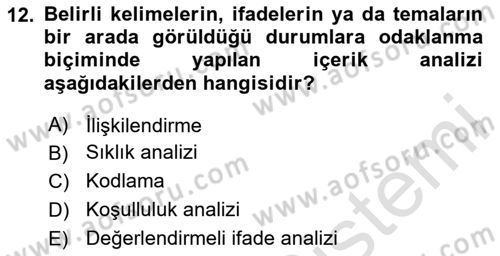 Uluslararası İlişkilerde Araştırma Yöntemleri Dersi 2023 - 2024 Yılı Yaz Okulu Sınav Soruları 12. Soru
