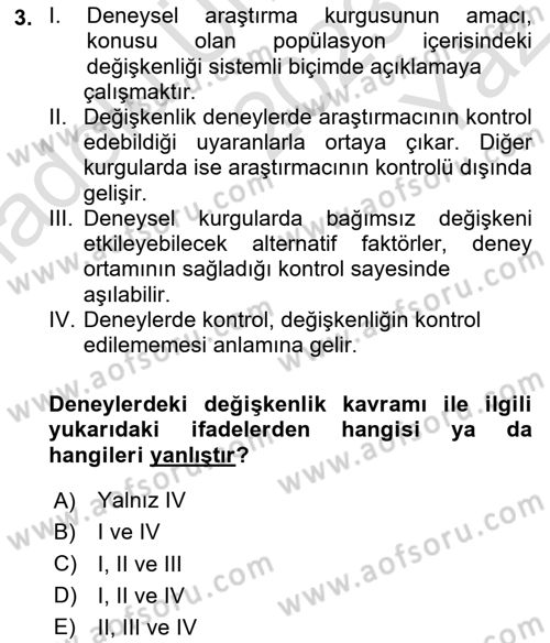 Uluslararası İlişkilerde Araştırma Yöntemleri Dersi 2023 - 2024 Yılı Yaz Okulu Sınav Soruları 3. Soru