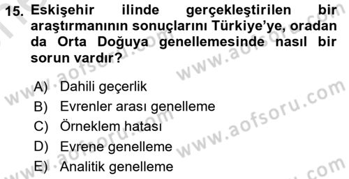 Uluslararası İlişkilerde Araştırma Yöntemleri Dersi 2024 - 2025 Yılı (Vize) Ara Sınav Soruları 15. Soru