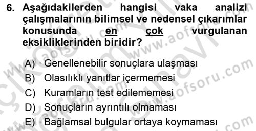 Uluslararası İlişkilerde Araştırma Yöntemleri Dersi 2024 - 2025 Yılı (Vize) Ara Sınav Soruları 6. Soru