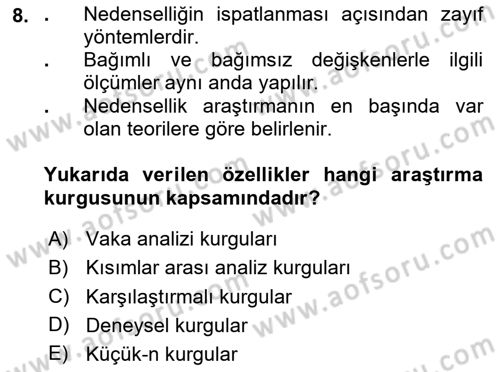 Uluslararası İlişkilerde Araştırma Yöntemleri Dersi 2024 - 2025 Yılı (Vize) Ara Sınav Soruları 8. Soru