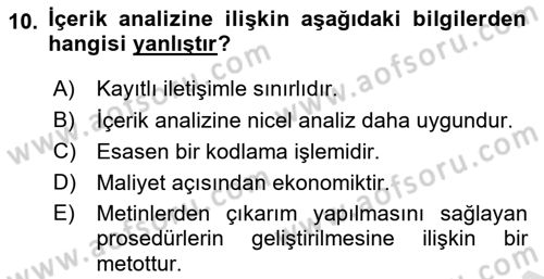 Uluslararası İlişkilerde Araştırma Yöntemleri Dersi 2024 - 2025 Yılı (Final) Dönem Sonu Sınav Soruları 10. Soru