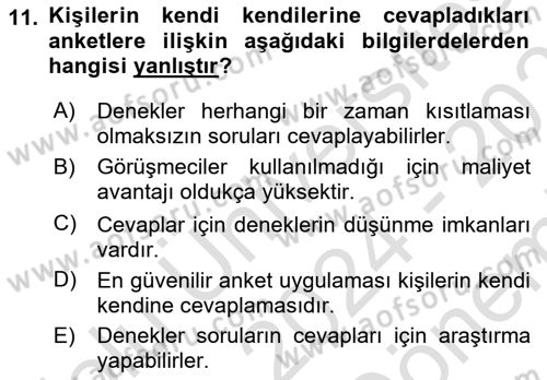 Uluslararası İlişkilerde Araştırma Yöntemleri Dersi 2024 - 2025 Yılı (Final) Dönem Sonu Sınav Soruları 11. Soru