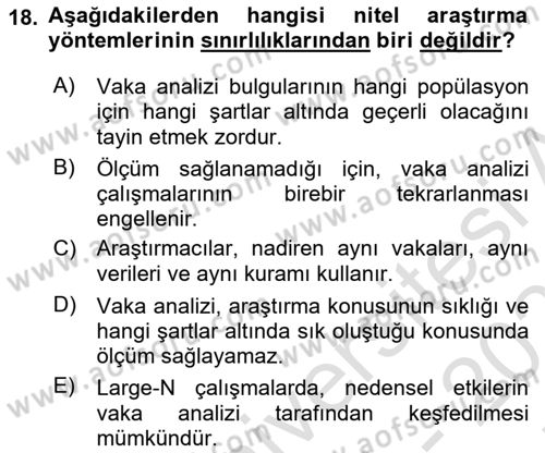 Uluslararası İlişkilerde Araştırma Yöntemleri Dersi 2024 - 2025 Yılı (Final) Dönem Sonu Sınav Soruları 18. Soru