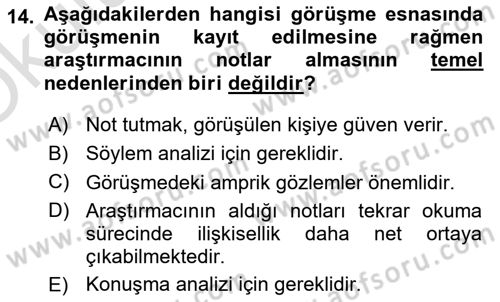 Uluslararası İlişkilerde Araştırma Yöntemleri Dersi 2024 - 2025 Yılı Yaz Okulu Sınav Soruları 14. Soru