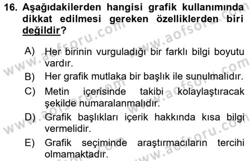Uluslararası İlişkilerde Araştırma Yöntemleri Dersi 2024 - 2025 Yılı Yaz Okulu Sınav Soruları 16. Soru