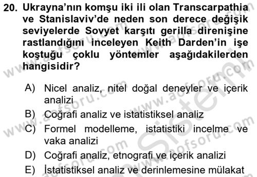 Uluslararası İlişkilerde Araştırma Yöntemleri Dersi 2024 - 2025 Yılı Yaz Okulu Sınav Soruları 20. Soru