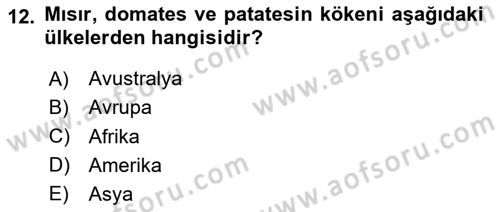 Gastronominin Temelleri Dersi 2020 - 2021 Yılı Yaz Okulu Sınav Soruları 12. Soru