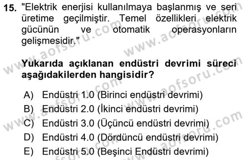 Gastronominin Temelleri Dersi 2020 - 2021 Yılı Yaz Okulu Sınav Soruları 15. Soru