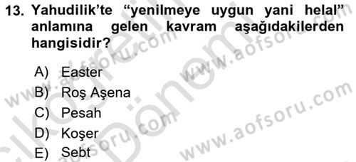 Gastronominin Temelleri Dersi 2021 - 2022 Yılı (Vize) Ara Sınav Soruları 13. Soru