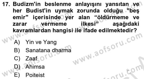 Gastronominin Temelleri Dersi 2021 - 2022 Yılı (Vize) Ara Sınav Soruları 17. Soru