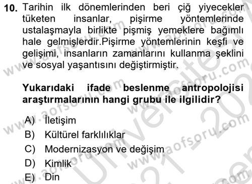 Gastronominin Temelleri Dersi 2021 - 2022 Yılı (Final) Dönem Sonu Sınav Soruları 10. Soru