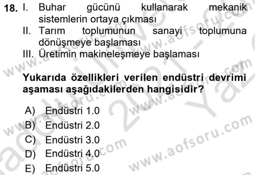 Gastronominin Temelleri Dersi 2021 - 2022 Yılı Yaz Okulu Sınav Soruları 18. Soru