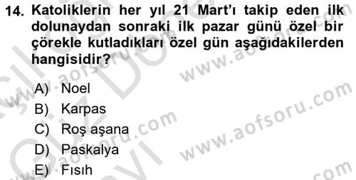 Gastronominin Temelleri Dersi 2022 - 2023 Yılı (Vize) Ara Sınav Soruları 14. Soru
