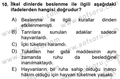 Gastronominin Temelleri Dersi 2022 - 2023 Yılı Yaz Okulu Sınav Soruları 10. Soru