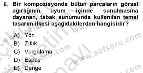 Gastronominin Temelleri Dersi 2022 - 2023 Yılı Yaz Okulu Sınav Soruları 6. Soru