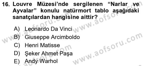 Gastronominin Temelleri Dersi 2023 - 2024 Yılı (Vize) Ara Sınav Soruları 16. Soru