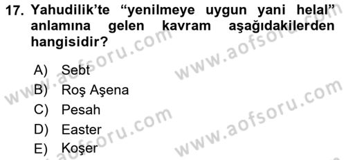 Gastronominin Temelleri Dersi 2023 - 2024 Yılı (Vize) Ara Sınav Soruları 17. Soru
