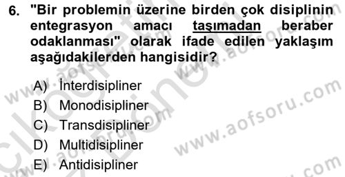 Gastronominin Temelleri Dersi 2023 - 2024 Yılı (Vize) Ara Sınav Soruları 6. Soru