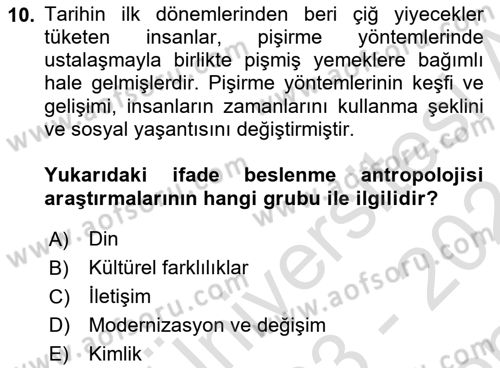 Gastronominin Temelleri Dersi 2023 - 2024 Yılı (Final) Dönem Sonu Sınav Soruları 10. Soru