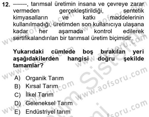 Gastronominin Temelleri Dersi 2023 - 2024 Yılı (Final) Dönem Sonu Sınav Soruları 12. Soru