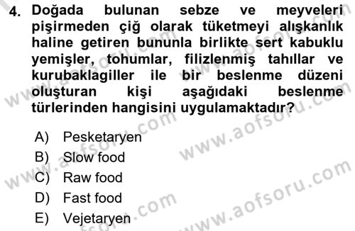 Gastronominin Temelleri Dersi 2023 - 2024 Yılı (Final) Dönem Sonu Sınav Soruları 4. Soru