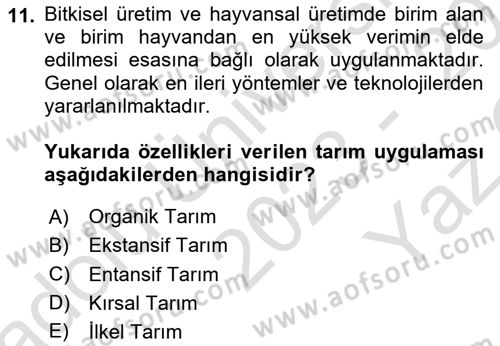 Gastronominin Temelleri Dersi 2023 - 2024 Yılı Yaz Okulu Sınav Soruları 11. Soru