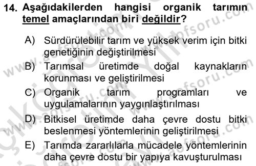 Gastronominin Temelleri Dersi 2023 - 2024 Yılı Yaz Okulu Sınav Soruları 14. Soru
