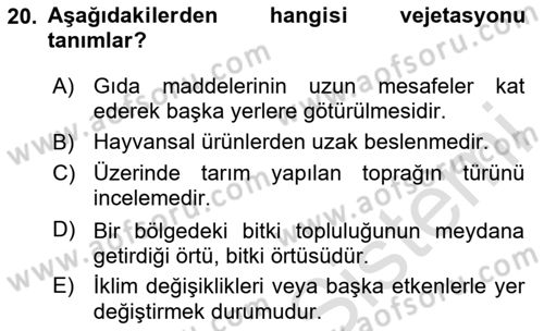 Gastronominin Temelleri Dersi 2023 - 2024 Yılı Yaz Okulu Sınav Soruları 20. Soru