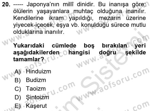 Gastronominin Temelleri Dersi 2024 - 2025 Yılı (Vize) Ara Sınav Soruları 20. Soru