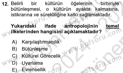 Gastronominin Temelleri Dersi 2024 - 2025 Yılı (Final) Dönem Sonu Sınav Soruları 12. Soru